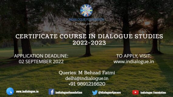 Applications invited for Certificate Course in Dialogue Studies 2022-2023